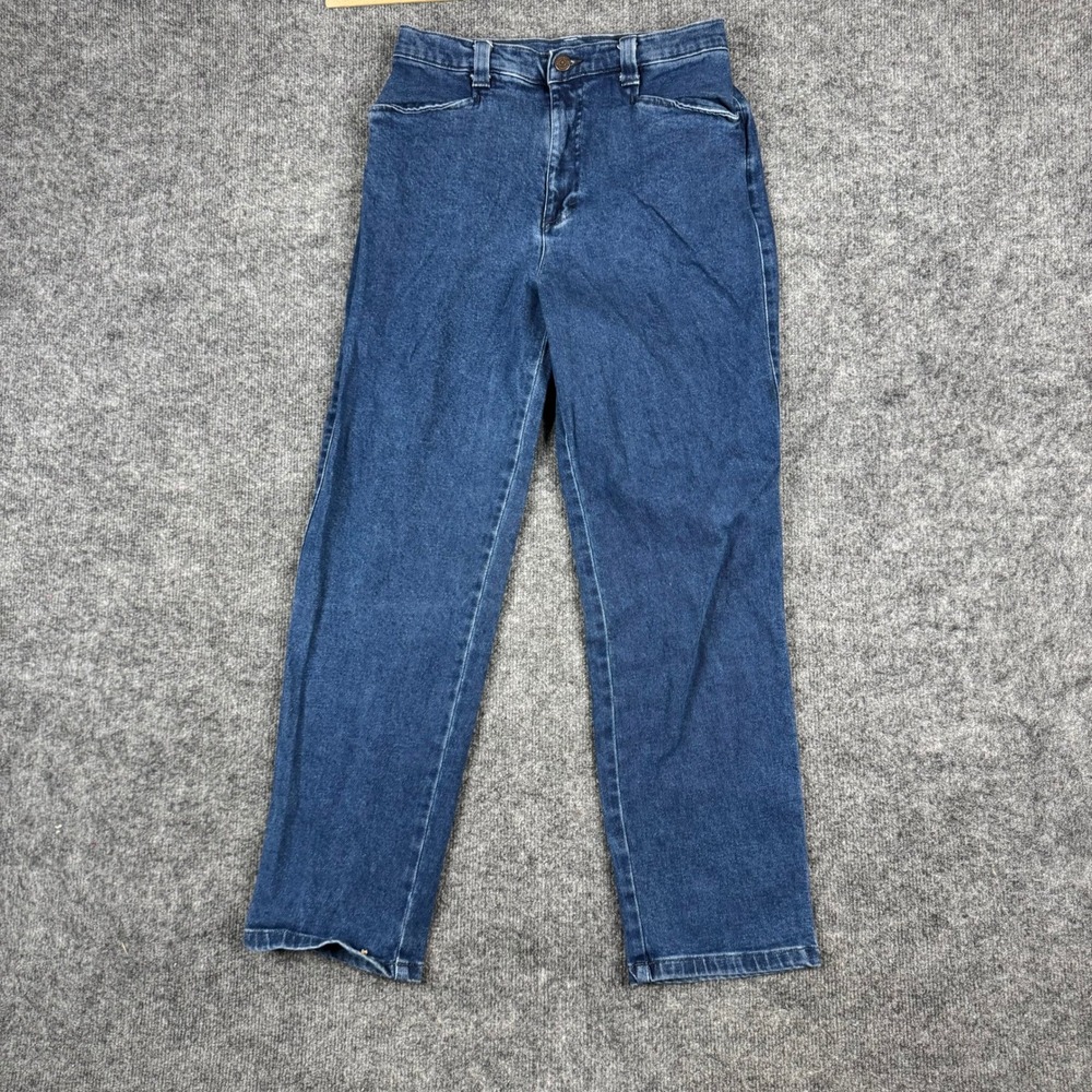 Lee Jeans Womens Size 8S Blue High Waisted Tapered Leg Denim Stains 24839